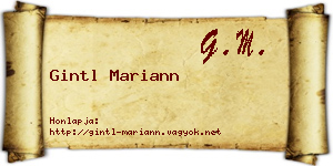 Gintl Mariann névjegykártya
